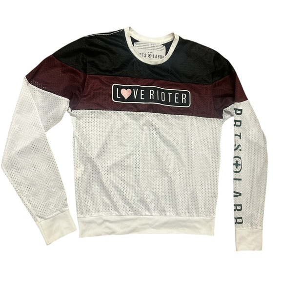 Parts + Labour M mesh long sleeve with lightening bolt patch (back) front patch - Picture 1 of 12